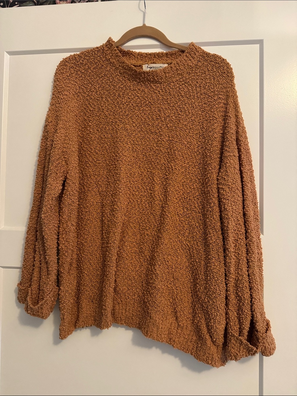 Impressions Cozy Crewneck Sweater - Camel Brown